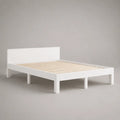 Cornice letto matrimoniale in legno bianco 140 × 200 cm con piano letto con latte e testa letto rettangolare