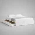 Letto matrimoniale in pino bianco massiccio con letto con latte e 4 cassetti laterali, letto 160 × 200 cm