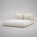 Letto matrimoniale imbottito in tessuto loop avorio con testa matrimoniale, letto da 160 × 200 cm, dimensioni 190 × 225 × 105 cm