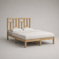 Lotto di 2 letti singoli 90 × 200 cm in pino massiccio, legno naturale, con teste da letto