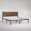Telaio letto matrimoniale 140 × 200 cm in acciaio e pannello di particelle, rustico marrone e nero